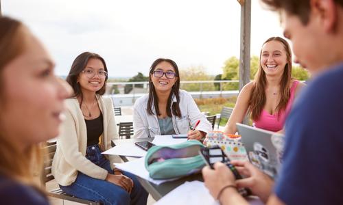Students studying on the rooftop